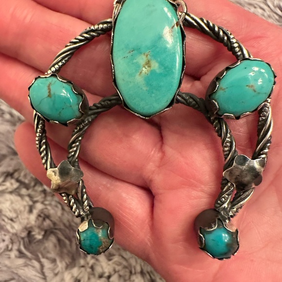 Turquoise naja paper clip 925 solid sterling silver necklace - Picture 6 of 8